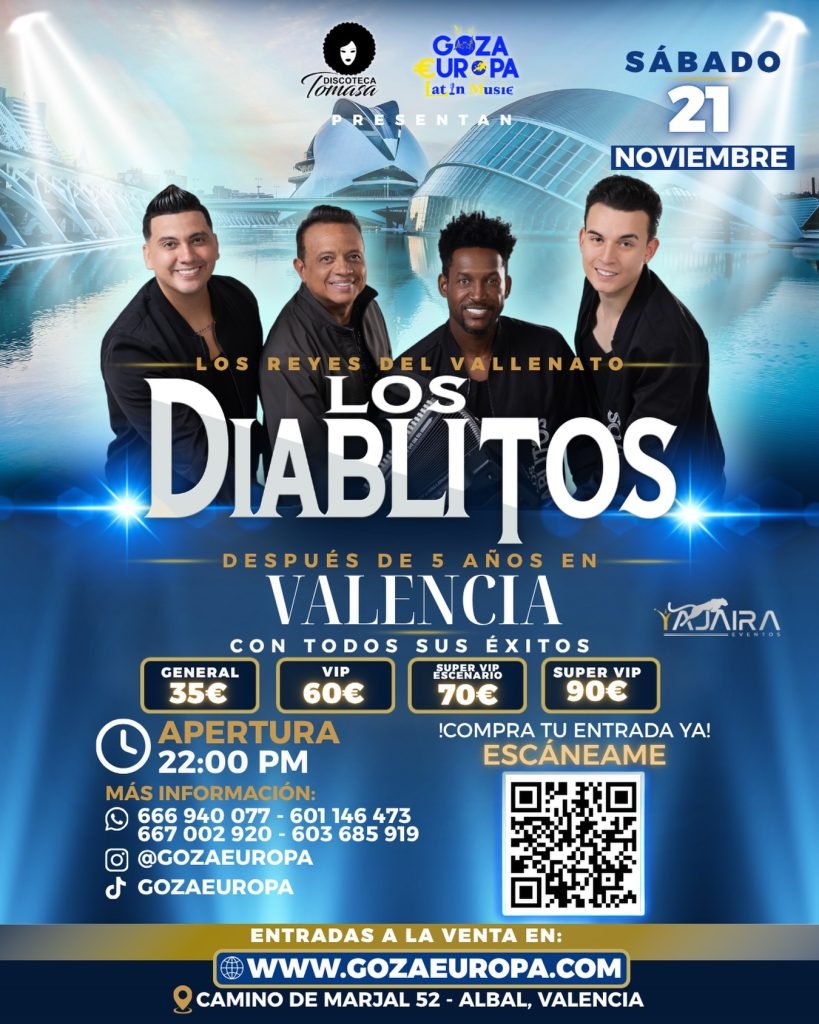 Los Diablitos en Valencia, sábado 21 de noviembre en Discoteca Tomasa